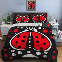 3Pcs Cartoon Ladybug Pattern Duvet Cover Set Digital Print Colorful Polyester Bedding With Zipper Closur For Kids Gifts EU Twin 135X200cm&set