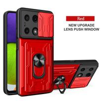 For Xiaomi Redmi Note 13 Pro 5G 12 Pro+ Plus 12S 11S 11 Pro Case Cover With Card Pocket Ring Magnetic Shockproof Fundas Coque Redmi Note 13 Pro 4G raudona