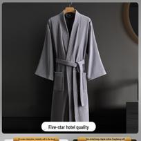 Class A Pure Cotton Hotel Bathrobe 2025: New Style, Quick-Drying, No Shed, All-Cotton for Beauty Salons, B&Bs, and Hot Springs Gray M (Height 160-170cm, Weight 80-120 jin)
