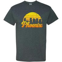Phoenix AZ Retro Skyline Sunset - Home State Pride Summer T Shirt - Dark Heather 2XL