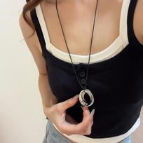 Retro Hong Kong style artificial leather rope small bag necklace fashionable versatile crescent sweater chain out of the street high-end jewelry women