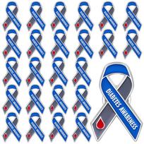 25 Pieces Diabetes Awareness Lapel Pins Bulk Type 1 Diabetes Prevention Diabetic Gray And Blue Ribbon Pins For Type 1 Diabetic A mėlyna