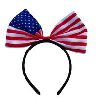Bow Tie Headband Satin Country Flag Hair Band Lightweight Big Bowknot Headband Festive Parade Headwear