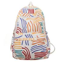 Large Capacity Laptop School Bag Oxford Ins Shoulder Bag Daypack College Stripe Backpack  Teenagers smėlis