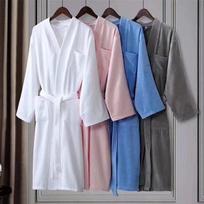 Unisex Long Pure Cotton Terry Bathrobe – Absorbent, Quick-Dry, Thickened for Men and Women. XL for under 100 kg, 120 cm length balta