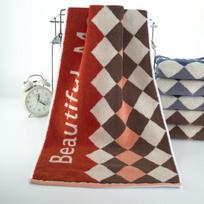 Absorbent Pure Cotton Plaid Face Towel, Yarn-Dyed Jacquard, Thickened 130g 74*34 cm raudona