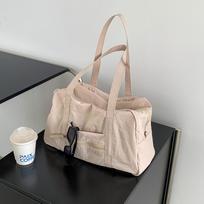 Simple Carry On Travel Tote Bag Large Capacity Weekender Overnight Duffle Bags Trendy Sports Fitness Bags for Women Girls abrikosas
