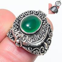 Natural Green Onyx Gemstone 925 Sterling Silver Jewelry Ring Size 10 AR-17274