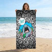 1PC Cartoon Shark&Fish Beach Towel Quick-drying Towel Suitable for Seaside Pool Camping Vacation Yoga For Family Friend Children 40X60CM