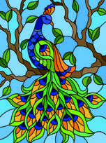 Custom Size Frosted Window Film 3D Stained Glass Static Cling Peacock Pattern Decorative Sticker for Privacy Protection (as the picture,40X60cm)