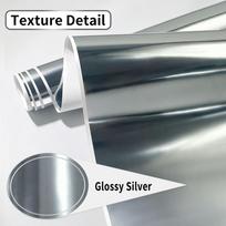 1Roll Glossy Silver Vinyl Roll Permanent Sticker Film Waterproof Self-Adhesive DIY Car Home Cup Sticker for All Cutting Machines 150x30.5CM