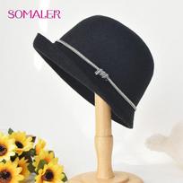 SOMALER Žieminės vilnos veltinio Fedoras moteriškos rudeninės Cloche kepurės Elegantiškos banketinės Fedora kepurės vilnos kibirai šviesiai ruda spalva