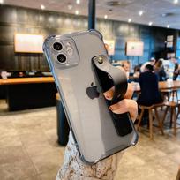 Soft Wrist Strap Phone Case For iPhone 11 12 13 14 15 Pro Max X XR Xs Max 7 8 Plus Mini Kickstand Transparent Bumper  Cover For iPhone 14Pro
