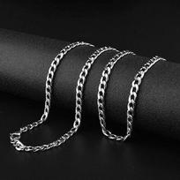 Nerūdijančio plieno grandinėlės karoliai ilgi Hip Hop moterims vyrams ant kaklo madingi papuošalai dovanų aksesuarai sidabrinės spalvos Choker 50cm black
