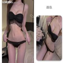 Sexy underwear women's pure desire, sexy small breasts gather without steel rim bow, thin bra set One size fits all juoda