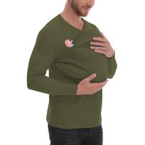 Men's pure cotton thickened new version of high-quality Kangaroo Daddy's multi-function long-sleeved T-shirt L armijos žalia spalva