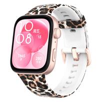 Spausdinamas dirželis For Huawei Watch Fit 3 Pakeičiamas silikoninis išmaniojo laikrodžio apyrankės apyrankė correa Huawei Watch Fit3 Priedai for Huawei Fit 3 leopardas