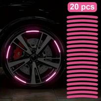 20Pcs Car Tires Wheel Hubs Reflective Stickers Colored Glowing Colored Pink Stickers Car Decorations Premium Aa