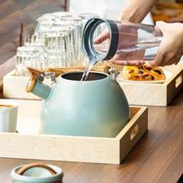 3L Capacity Whistling Tea Kettle Stainless Steel Flat Bottom Teapot Stovetop Tea Pot  Home Use