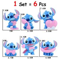 6Pcs/Set Latest Stitch Sweet Pink Series Adorable Stitch Action Figure PVC Doll Toy Desktop Decor Collectible Playthings Girlfriend Toy Gifts