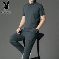 Playboy Men's Ice Silk Cooling Casual Sport Two-Piece Set XXL