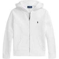 Polo Ralph Lauren gobtuvas su siuvinėtu arkliuko logotipu, fleece medvilnės mišinys, pilnas užtrauktukas, su gobtuvu, ilgomis rankovėmis, vaikams, baltas 323799360-501 S