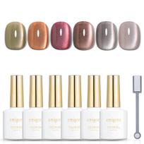 emigoro Magnetic Gel Nail Polish Gel Nails with Magnets Cat Eye Gel Magnetic Glitter Color Gel with Fine Microparticles Cat Eye Design Art 6 Color Set