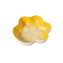 Paw Shaped Pet Food Bowl Non-slip Cat Feeder Dish Creative Cat Food Water Bowl  Puppy Feeding geltona