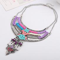 Bohemian Geometric Retro Necklace With Alloy Finish For Unisex Travel Gift Color