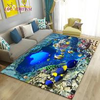 3D Seabed illusion Underwater World  Dolphin Shark  Area Rug ,Carpet Rug for Living Room Bedroom Sofa Doormat Non-slip Floor Mat 40x60cm