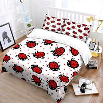 Ladybug And Red Polka Dot Pattern Print Bedding Set 1 Duvet Cover 2 Pillowcases For Adult And Children Luxury Gift Full Size EU Twin 135X200cm&set