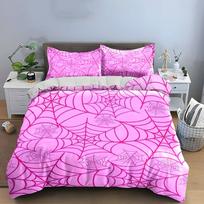 Pink Spiderweb Design Set - Halloween Multiple Sizes Kid'S And Adults' Bedroom Exquisite 3Pc Bedding Set, Gift EU Twin 135X200cm&set