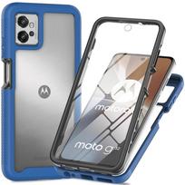 Atsparus smūgiams dėklas su PET ekrano apsauga Motorola Moto G32 G42 G52 G82 5G E13 G13 G23 G53 G14 G54 G84 For Moto G14 tamsiai mėlyna spalva