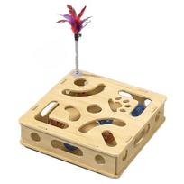 Creative Interactive Cat Puzzle Box Funny Detachable Pet Puzzle Track Toy with Feather and Balls Bell Maze Box