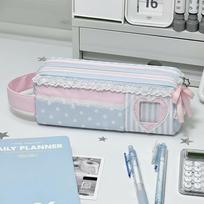 Polka Dot Design Pencil Case Large Capacity Pencil Pouch Multi Function Pen Bag  Students