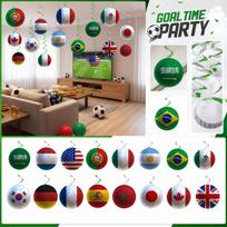 World Soccer Party Hanging Spiral Decorations International Flag Theme Swirls Soccer Ball Shape Hanging Ornaments for Event Decor One Size gray