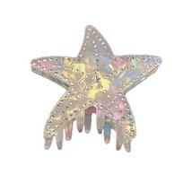Headwear Colorful White Shark Clip Rhinestone-inlay Acetic Acid Hair Claw Starfish Hair Claw  Women balta