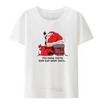 You Know Youve Been Bad When Santa De Mujer Oneck Blusa Graphic T Shirts Womens Clothing Lovely Printed Tshirt Top Creative S