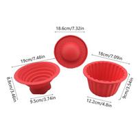 3Pcs High Quality Silicone Giant Cupcake Mold Heat Resistant Big Top Cupcake Mould Bake Tools Baking Maker raudona