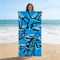Extra Large Quick-Drying Microfiber Beach Towel - Shark Design, Super Absorbent & Lightweight 50X100CM
