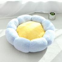 Round Dog Bed House Dog Mat Long Plush Cats Nest Dog Basket Pet Cushion Soft Warm Sleeping Pets Supplies Winter L yellow