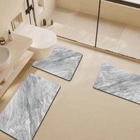 Kietojo diatomito neslystantis U formos vonios kilimėlių rinkinys (3 dalių) – Sugeriantys tualeto kojų kilimėliai 45cm*50cm U-shaped Gen 2 Diatom Mud white