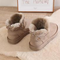 Snow boots women's new winter fur integrated fleece short tube low-top non-slip warm cotton shoes women 35 chaki