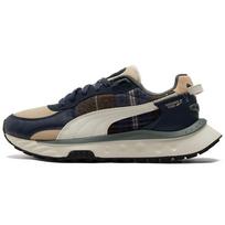 Puma Wild Rider Audinio sluoksniuoti Odiniai Langeliai Sportiniai Žemi Gyvenimo būdo Batai Unisex sportbačiai Mėlyni 384186-01 36