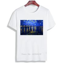 Fashion Short Sleeve T Shirt Van Gogh Starry Night Classic Art Printed Men Cotton Top Tees Casual O Neck T-Shirt Unisex TShirt S