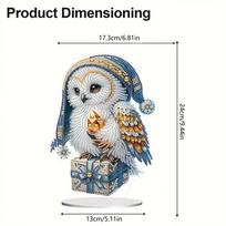 DIY Diamond Painting Ornament  Round+Special Shape Acrylic Table Top Winter Owl Ornaments Kit For Room Office Desktop Decor gray