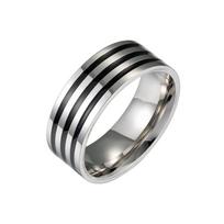 8MM Men's Punk Ring Stainless Steel Groove Black Stripe Ring Wedding Ring Domineering Men's Jewelry 6 sidabras