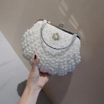 Moteriška vestuvinė piniginė ir rankinė Elegantiški vakariniai krepšiai Sankabos White Shell Pochette Mariage Sac Femme Beaded Clutch Bag Sac 22X18cm balta