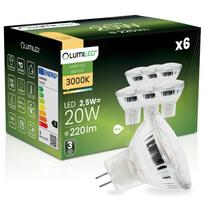 6X Żarówka Led Gu4 Reflektor Mr11 2,5W = 20W 220Lm 3000K Ciepła 120° 12V Lumiled