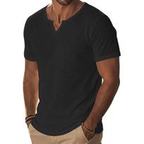 Men Notch V Neck Solid Washed Slim Fit Short Sleeve T Shirt Four Colors Available S juoda
